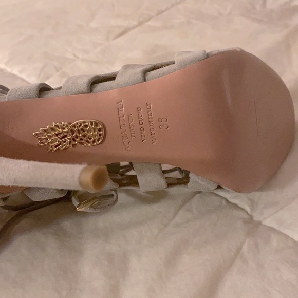 Aquazzura Amazon grey lace up heels new cutout caged suede pumps firenze size 38 - Picture 6 of 7